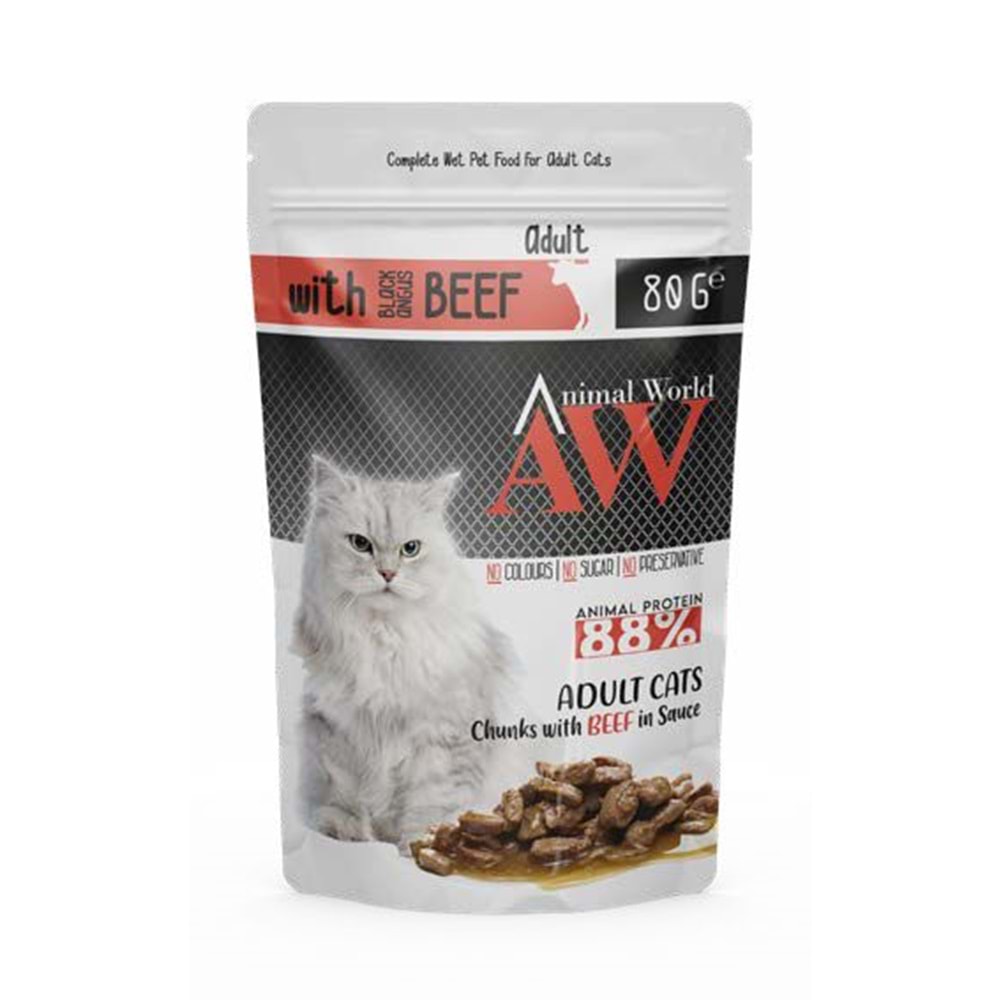 AW POUNCH ADULT CAT WİTH BLACK ANGUS BEEF/24 ADET 80 GR (4)
