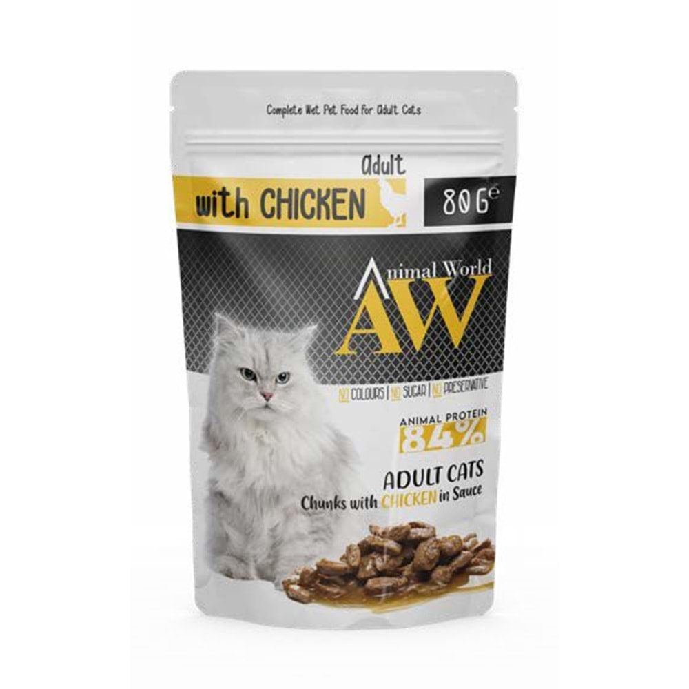 AW POUNCH ADULT CAT WİTH CHICKEN/24 ADET 80 GR (2)