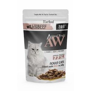 AW POUNCH STERİLİSED CAT WİTH BLACK ANGUS BEEF/24 ADET 80 GR (5)
