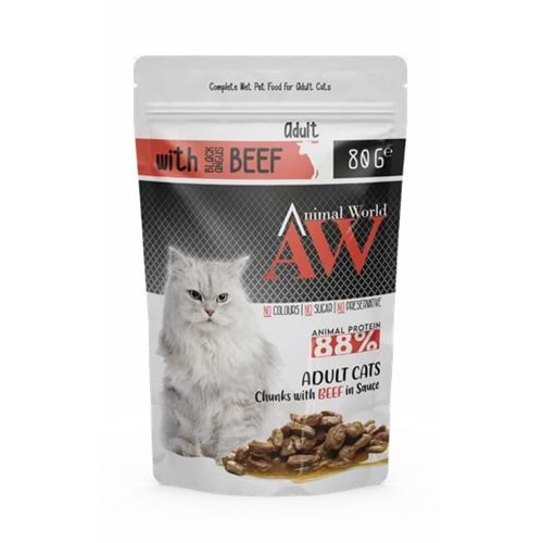AW POUNCH ADULT CAT WİTH BLACK ANGUS BEEF/24 ADET 80 GR (4)